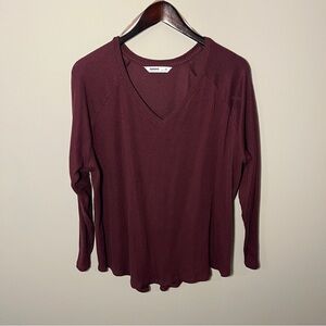 Sonoma Women's Maroon Long Sleeve V-Neck Top